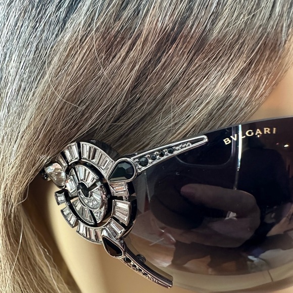 Bulgari Women's Silver and Black Sunglasses - Picture 10 of 10